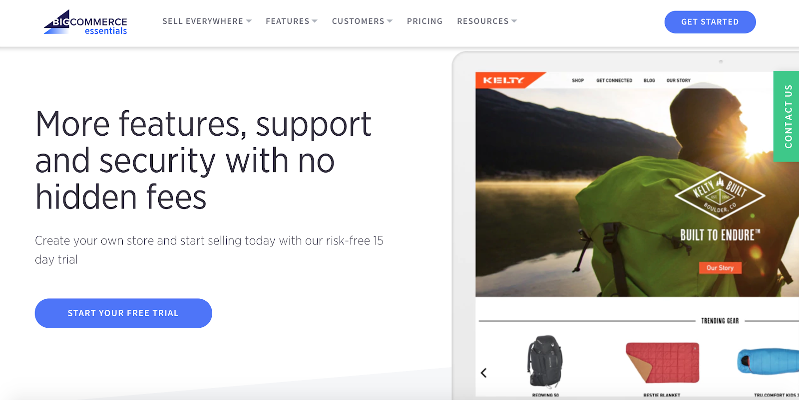 a screenshot of the bigcommerce website