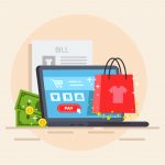 graphics of an ecommerce website and shopping bag