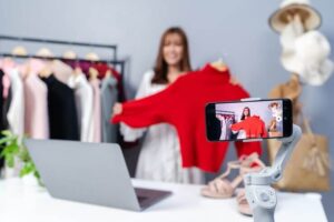 a woman using video marketing for her ecommerce website