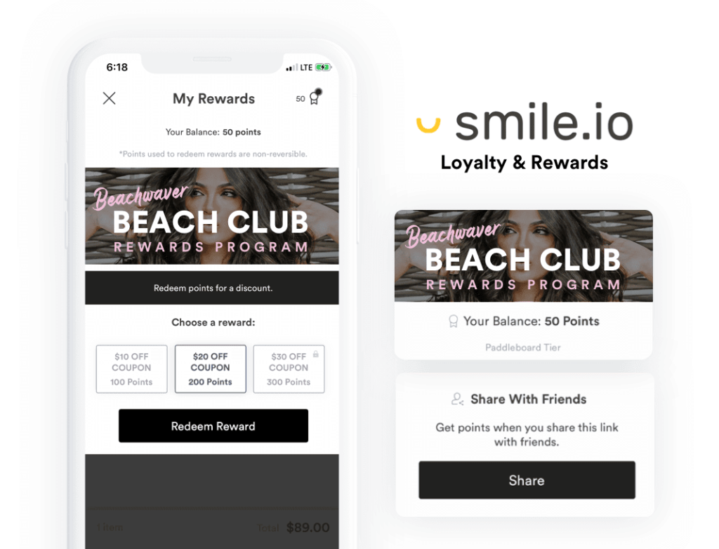 smile loyalty and rewards shopify app