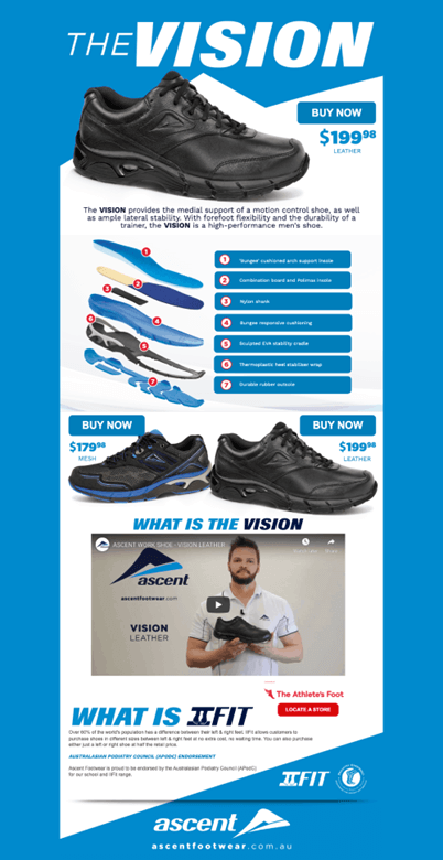 Ascent Footwear sale featuring "The Vision" shoe