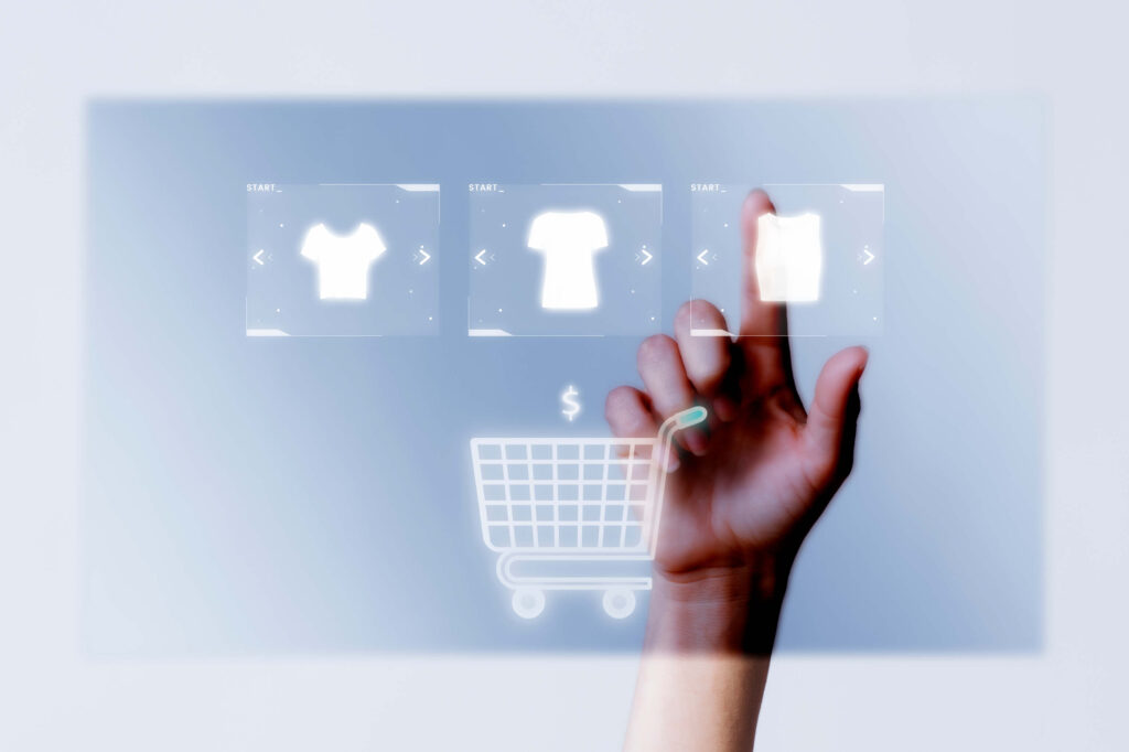 person adding clothes cart closeup online shopping-campaign